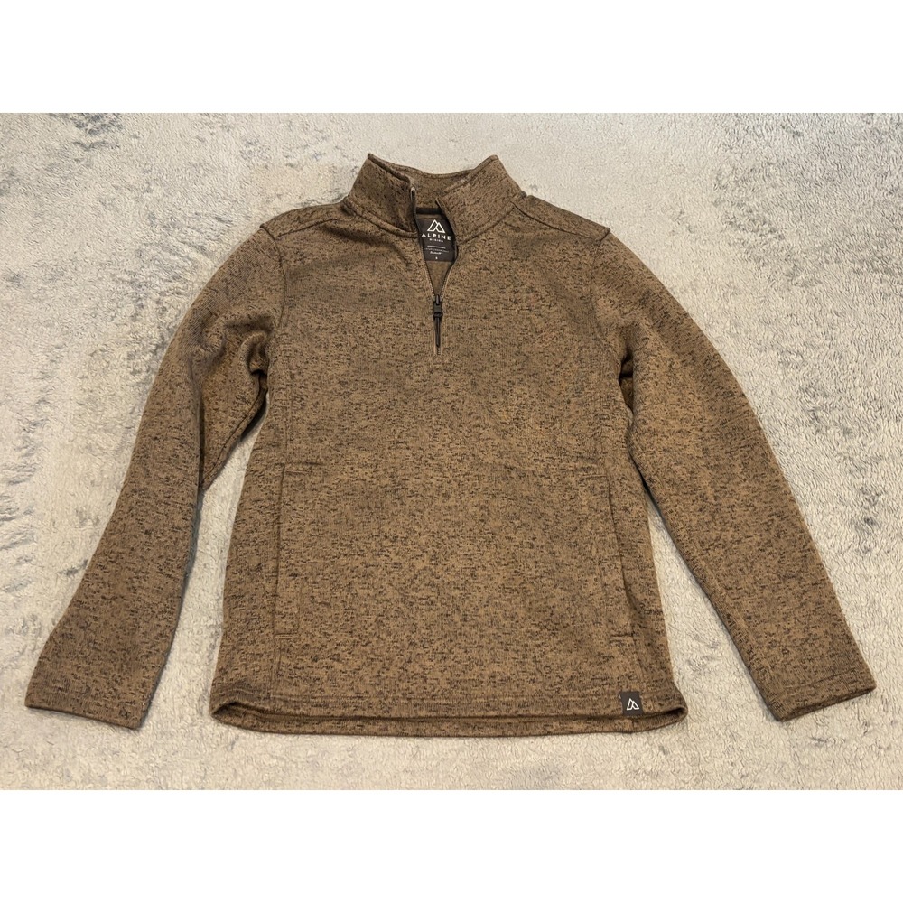 Alpine Design 1/4 Zip Sweater Mens Small Brown Fleece Pullover Long Sleeve